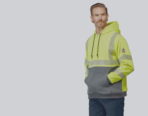 Men's Hi-Visibility Color Block Pullover Fleece Sweatshirt